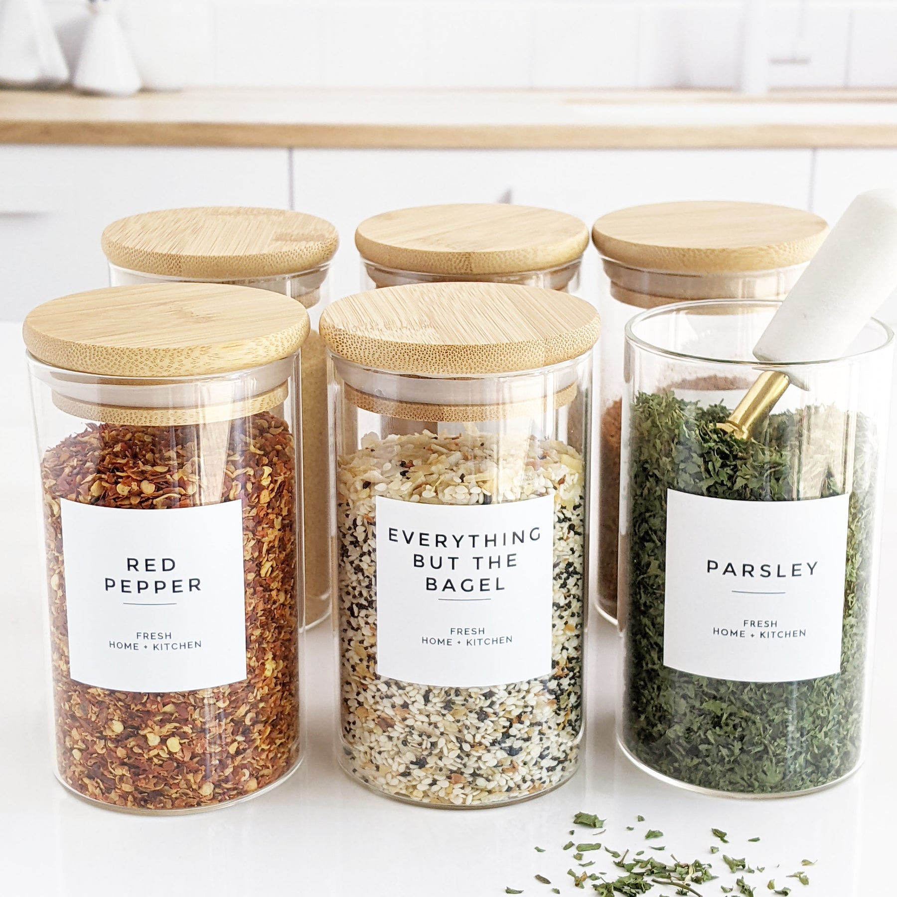 Spice Jars with Label, Spice Containers With Labels Glass Spice Jars Glass  Empty 4 oz, Minimalist Spice Labels Seasoning Organizer, Seasoning